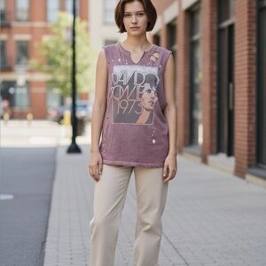 Trunk Ltd David Bowie T Shirt L Distressed Brown